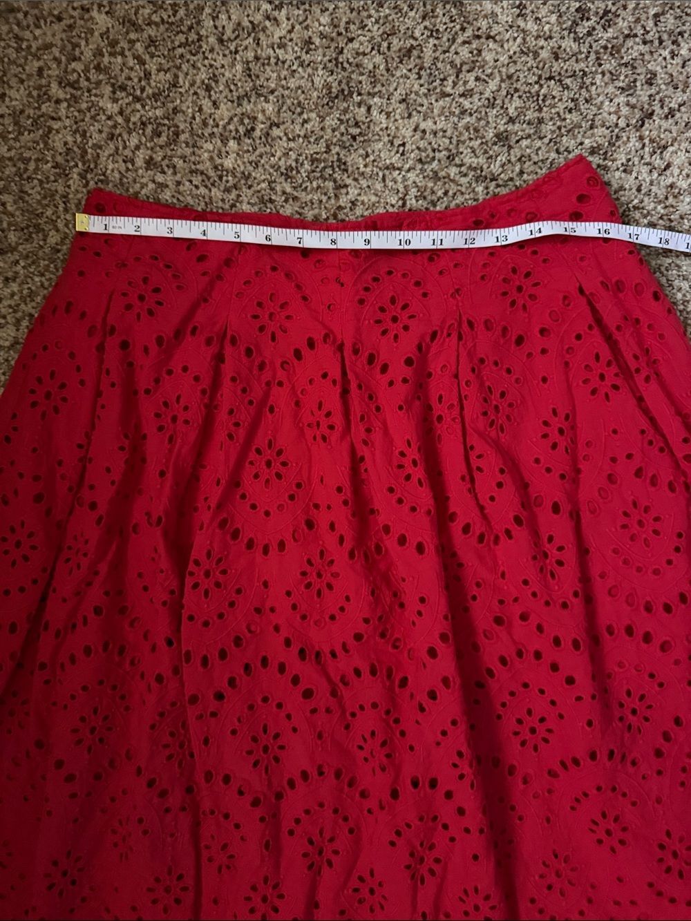 Zara coral Red Eyelet A-Line Skirt